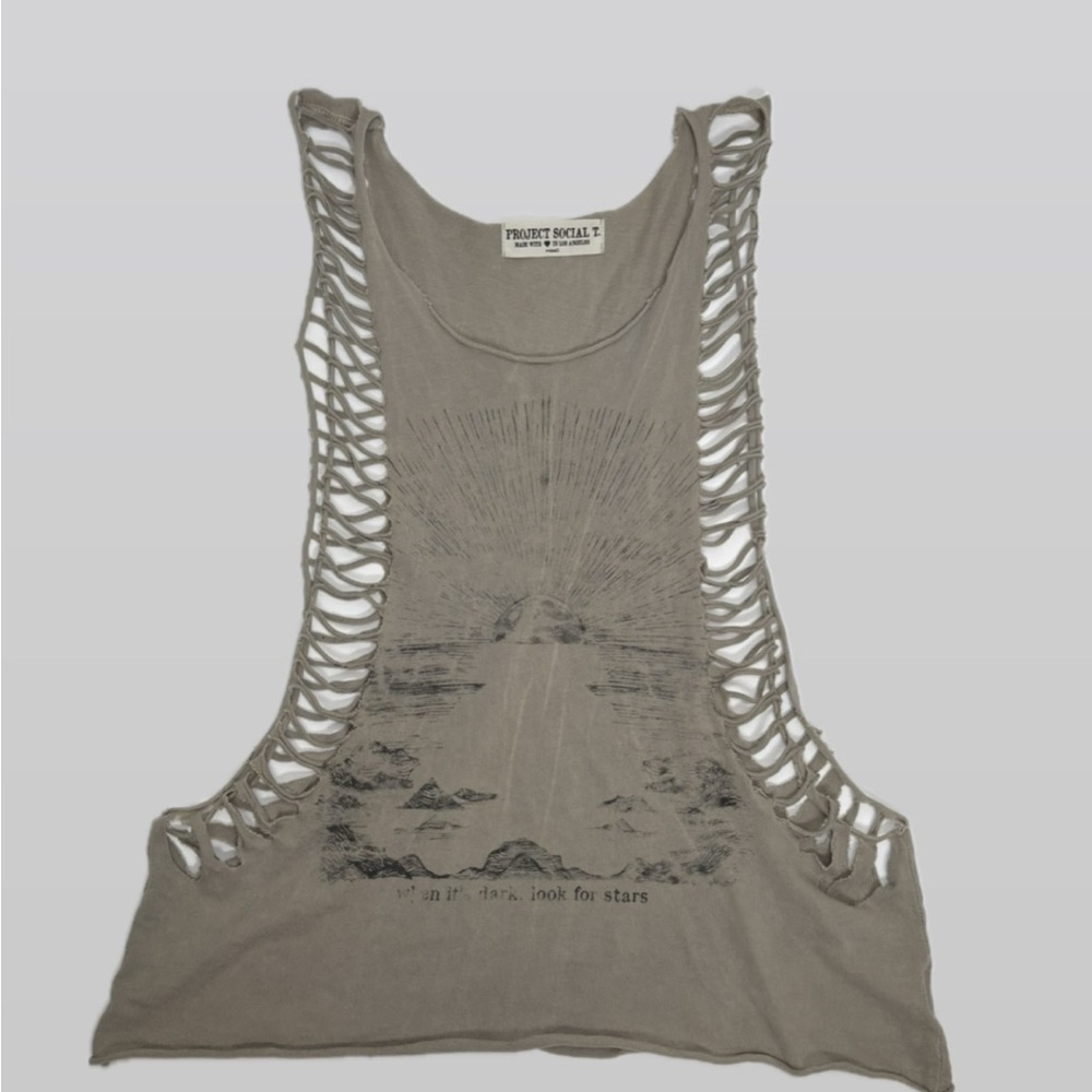 Project Social T Women's Gray Cut-Out Tank Top